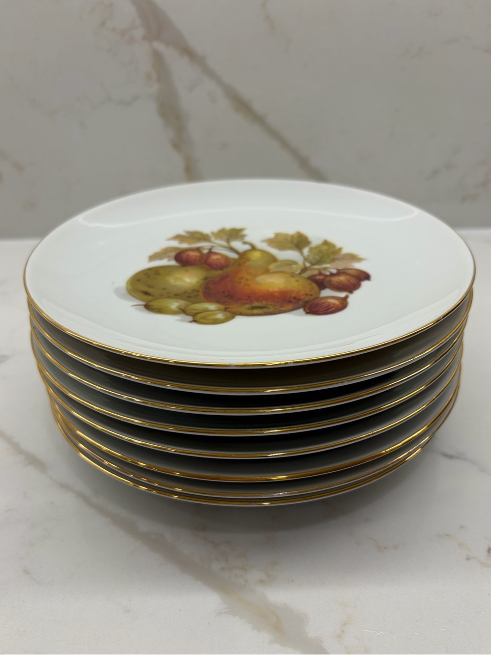 8 Vintage Winterling Fruit and Nut Dessert Appetizers Plates Gold Rim Germany
